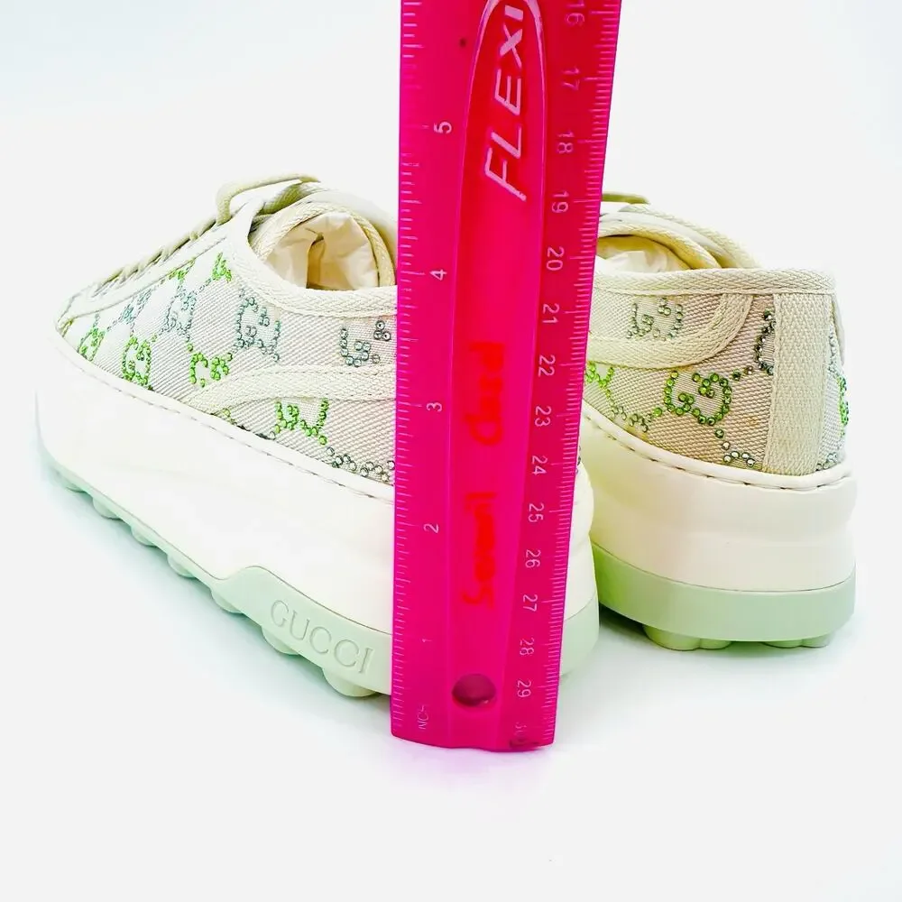 NIB Gucci Tennis 1977 EU 38 US 8 GG Crystal Platform Sneakers Cream White $1,350 - Picture 10 of 12